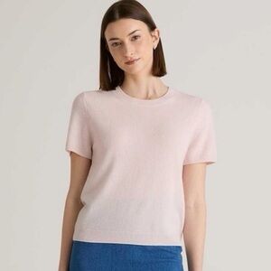 Quince Mongolian Cashmere Tee in Minimal Pink Sz XS